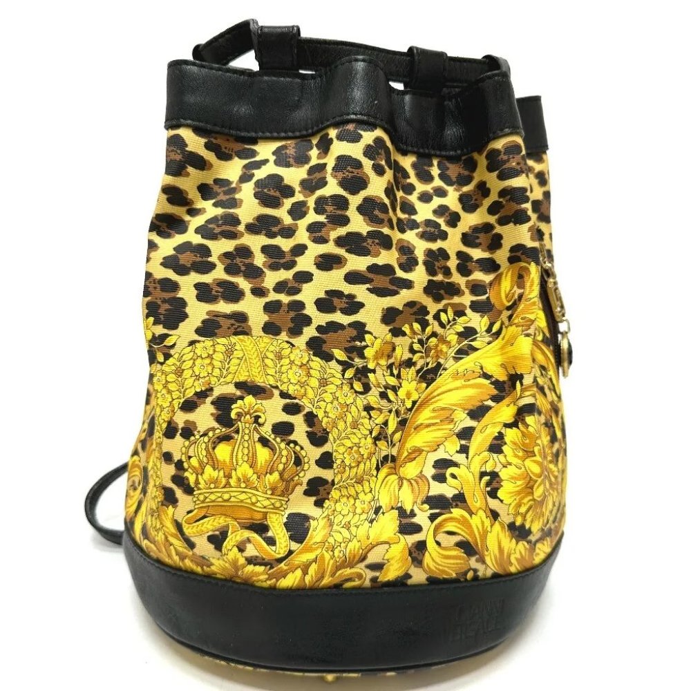 Versace Vintage Leopard Drawstring Leopard Print Leopard Shoulder Bag